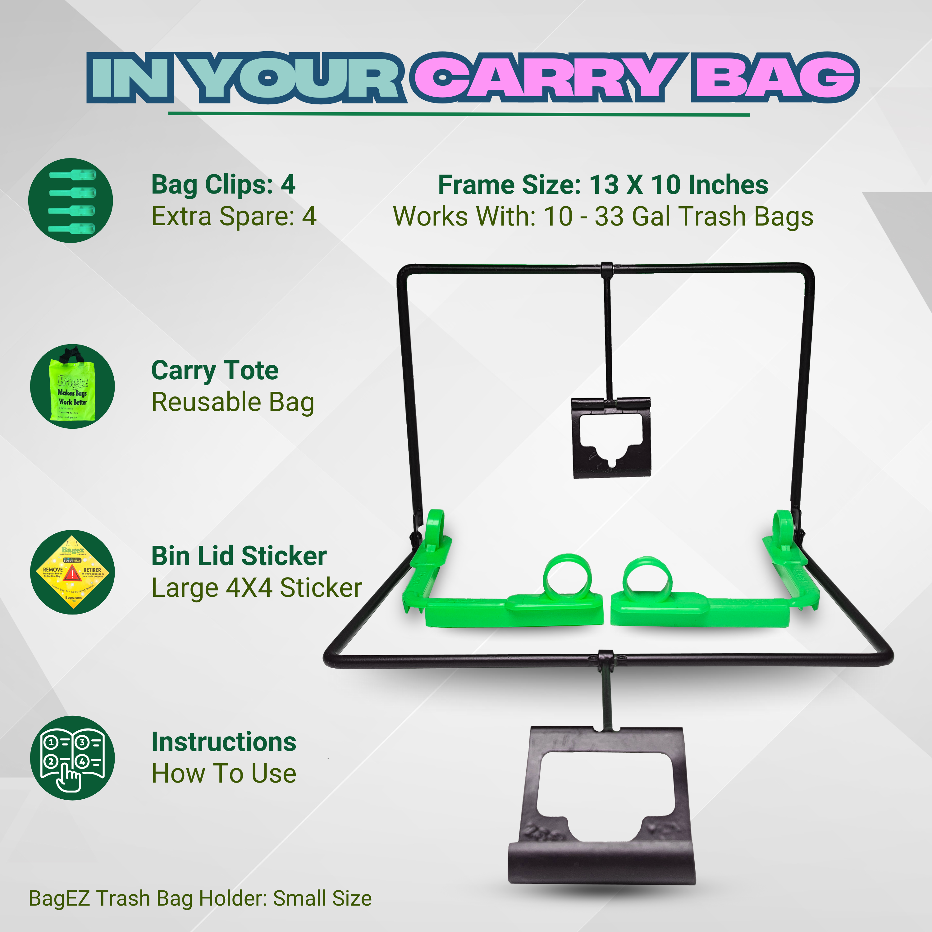 BagEZ Multi Purpose Trash Bag Holder - 10x13"